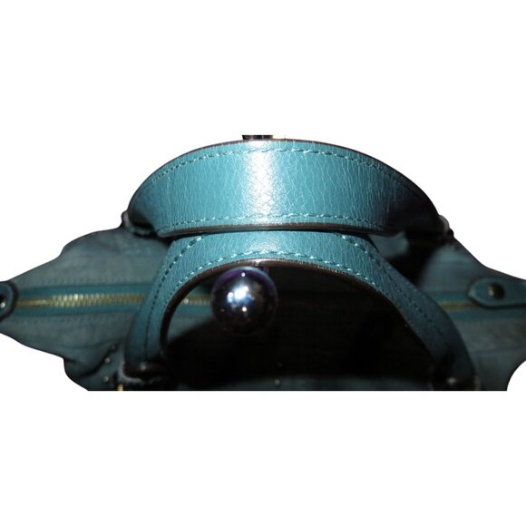 COACH 2010 15276 Embossed & Studded Blue Leather Alex Satchel Handbag - Picture 10 of 13